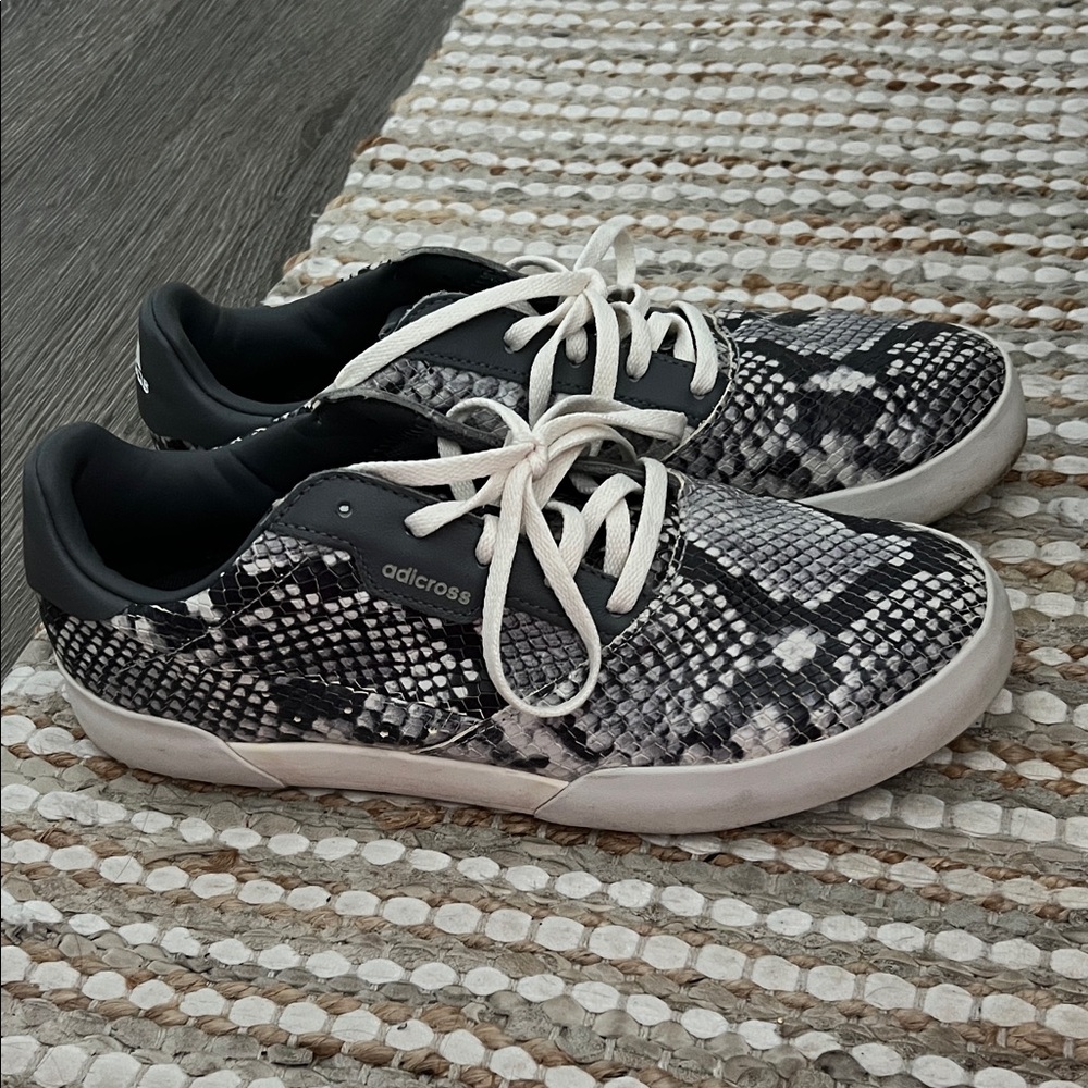 Adidas Black and White Snake Pattern Shoes